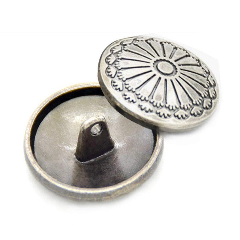 Wixine 10Pcs 23mm Flower Metal Silver Shank Sewing Buttons DIY Sewing Jacket Coat - Image 2